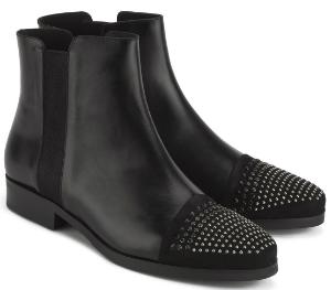 Damen-Stiefeletten mit Nieten auf der Vorderkappe in Uebergroesse von Bariello Milano Schwarz