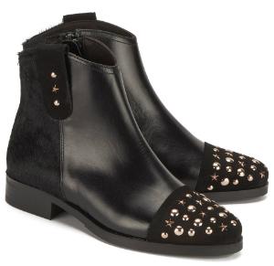 Damen-Stiefeletten mit Nieten auf der Vorderkappe in Uebergroesse von Bariello Milano Schwarz