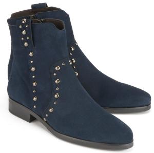 Damen-Stiefeletten mit Nieten in Uebergroesse von Bariello Milano Blau Rock Chic