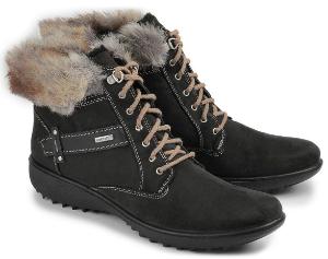 Romika Schnuerstiefeletten aus Mikrovelour in Uebergroessen fuer Damen Schwarz