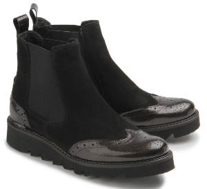 Extravagante Winter Chelsea Boots fuer Damen in Uebergroesse Schwarz