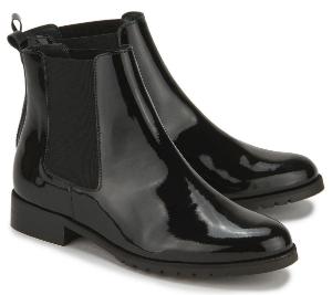 Glaenzende Winter Chelsea Boots fuer Damen in Uebergroesse Schwarz