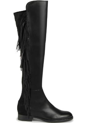 Overknee Stiefel mit Fransen in Uebergroessen Groesse 43 Schwarz Horsch Exklusiv