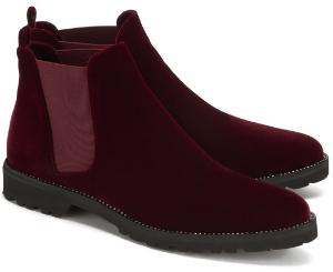 Samtige Winter Chelsea Boots fuer Damen in Uebergroesse Bordeaux-Rot