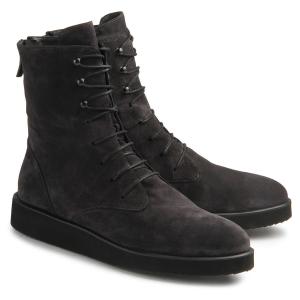 Graue Schnür-Boots mit Plateausohle von Homers in Übergrößen Homers Schnuer-Boots mit Plateausohle in Uebergroessen Grau