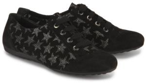 Semler Sneaker in Weite G mit silberfarbenen Glitterpartikeln in Sternenform | Übergrößen | Schwarz Semler Sneaker in Weite G mit silberfarbenen Glitterpartikel in Sternenform Uebergroessen Schwarz