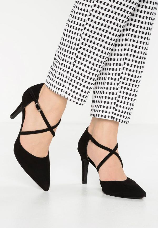 Damen Pumps mit schmalen Riemen Groesse 45 Schwarz Uebergroesse
