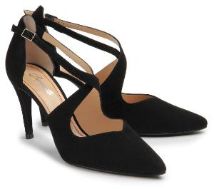 Damen Riemchen-Pumps mit Pfennigabsatz Groesse 45 Schwarz Uebergroesse