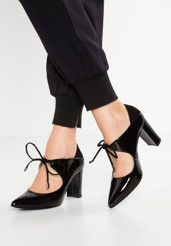 Damen Schnuer-Pumps Lackleder Groesse 45 Schwarz Uebergroesse