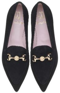 Luxus Loafer mit Metallriegel und Logo-Plakette von Pretty Loafers in Uebergroessen Schwarz