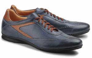 Sneaker aus Nappaleder in Untergroessen Blau Braun