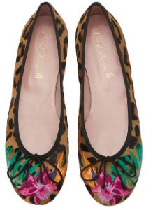 Ballerinas von Pretty Ballerinas in Uebergroessen mit floraler Stickerei und Leoparden-Print im Allover-Design