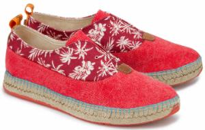Espadrilles Slip Ons in Uebergroessen mit floralem Print von HORSCH Exklusiv Rot