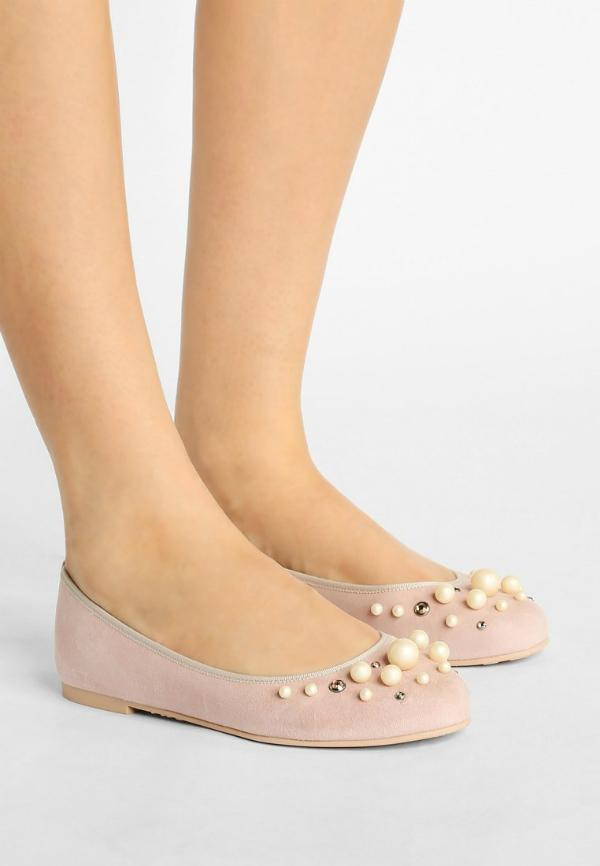 Pretty Ballerinas mit Perlen- und Schmucksteinbesatz in Uebergroessen Rose