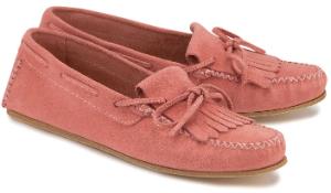 Slipper aus Leder mit Fransen-Details in Uebergroessen Rose
