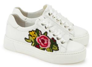 Sneaker von Semler mit angesagter Blumen-Stickerei in Uebergroessen Weiss