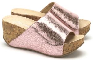 Wedges mit Glitzereffekt und Sohle aus Kork in Untergroessen Rose