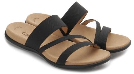 Gabor Pantolette in Übergrößen mit elastischem Textil-Riemen | Farbe: Schwarz gabor-pantolette-in-uebergroessen-581-16