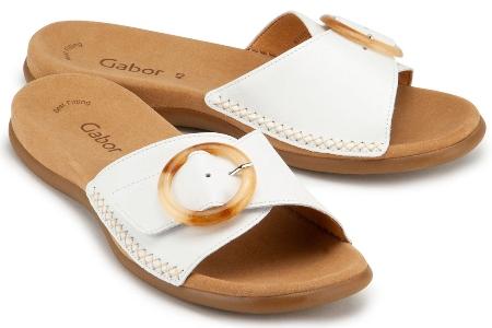 Pantolette in Übergrößen | Material: Leder | Farbe: Weiß pantolette-in-uebergroessen-3014-11 Gabor Pantoletten