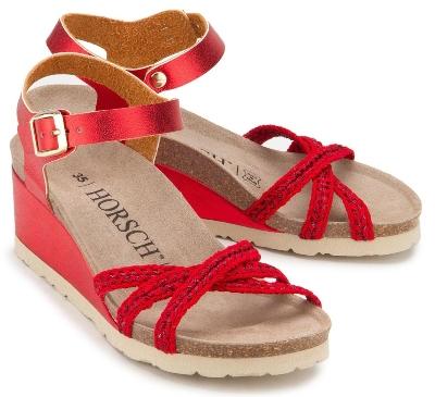 Sandale in Untergrößen | anatomisch geformter, flexibler Leder-Kork-Boden | Farbe: Rot sandale-in-untergroessen-2334-10 sommersandalen-mit-absatz