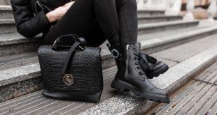 Schwarze Stiefelette flach für Damen in Übergröße