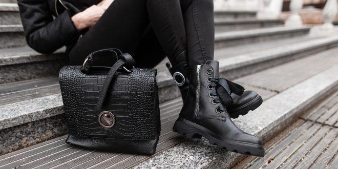 Schwarze Stiefelette flach für Damen in Übergröße