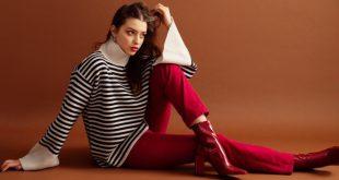 Junge-Frau-rote-Stiefeletten - Rote Schuhe kombinieren