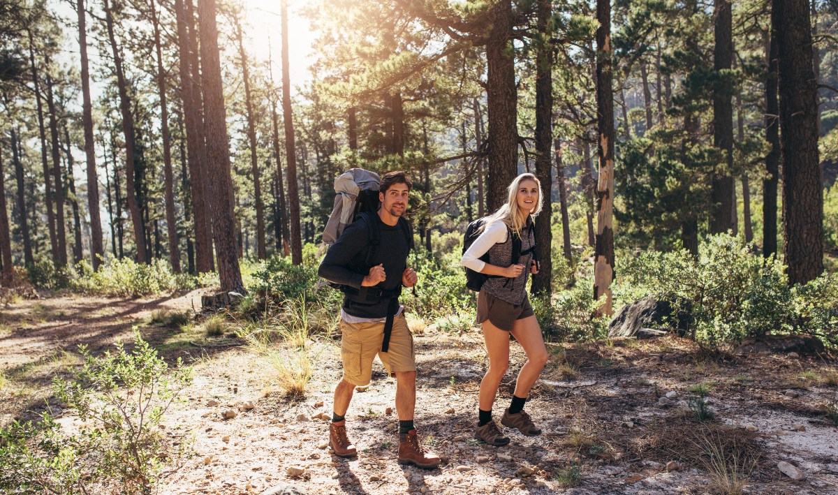 Paar-wandert-im-Wald