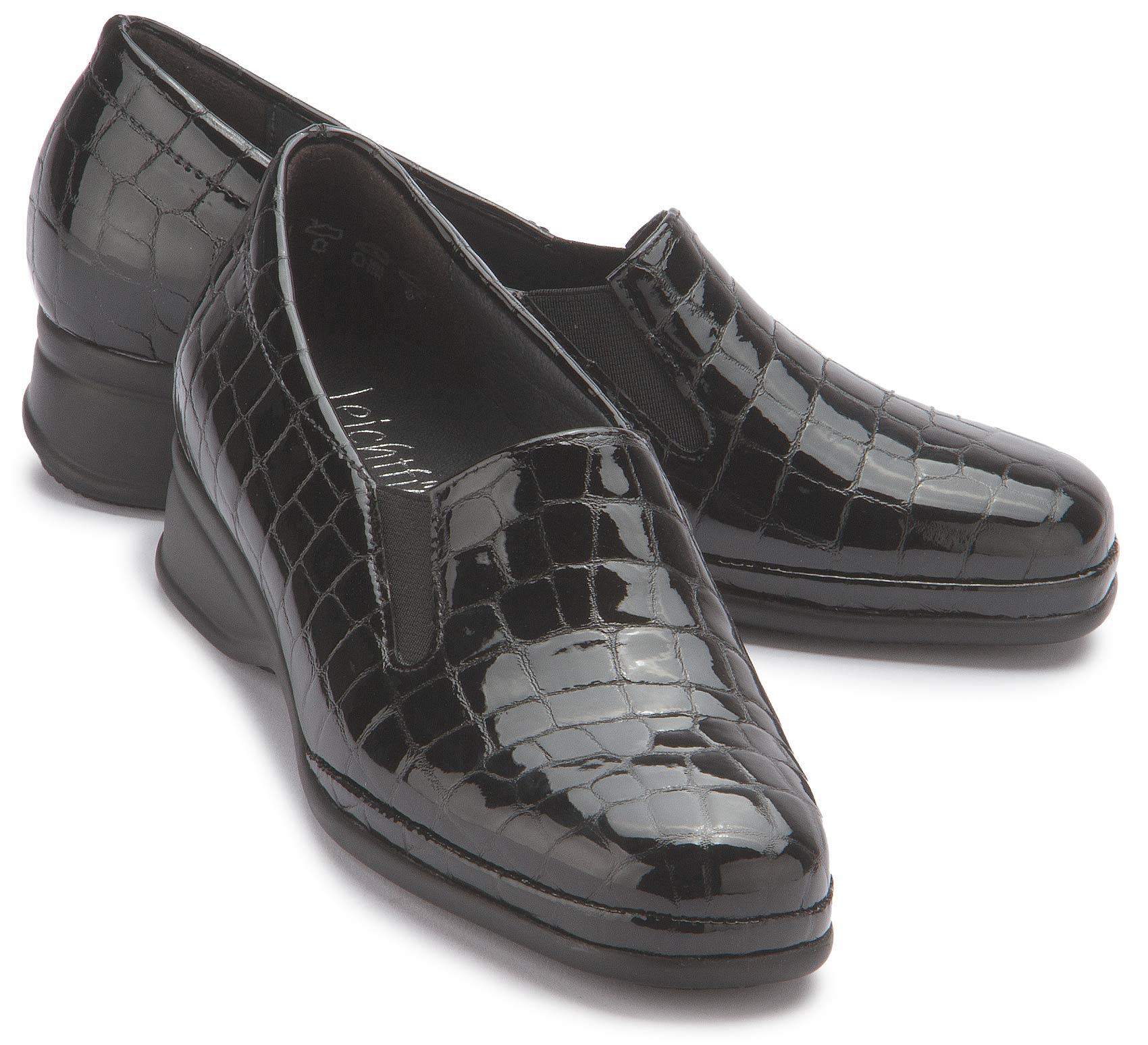 Semler Damen Slipper in Übergrößen | Eleganter Mokassin aus feinem Leder mit glänzender Krokoprägung | H-Weite Semler Damen Slipper in Übergrößen | Eleganter Mokassin aus feinem Leder mit glänzender Krokoprägung