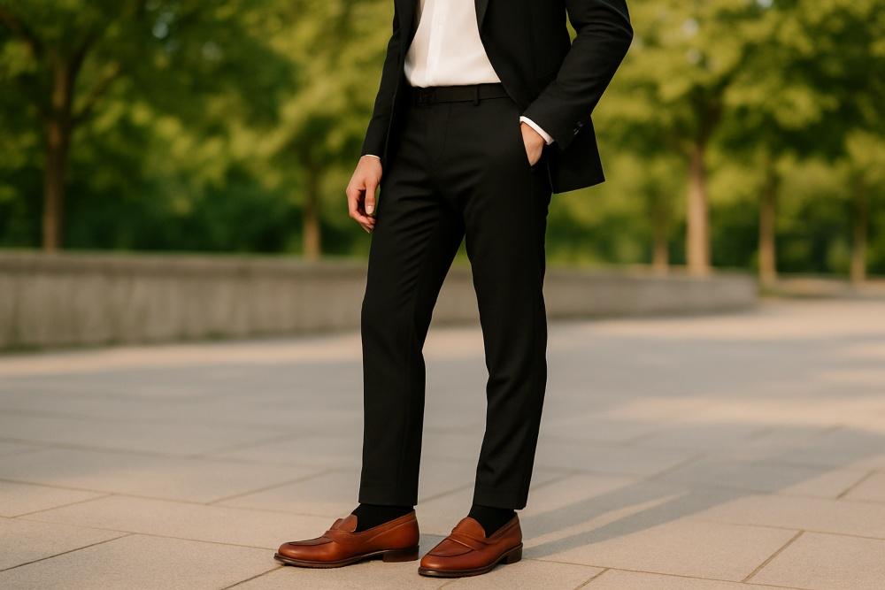 Business Man - schwarzer ANzug - braune Schuhe